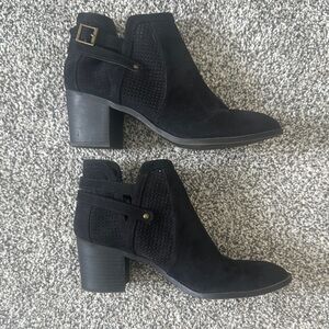 Qupid Black Suede Ankle Booties